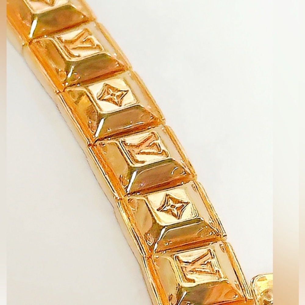 AUTHENTIC Louis Vuitton Brasle Nanogram Gold Tone Tennis Bracelet in a LV Box - Picture 6 of 10
